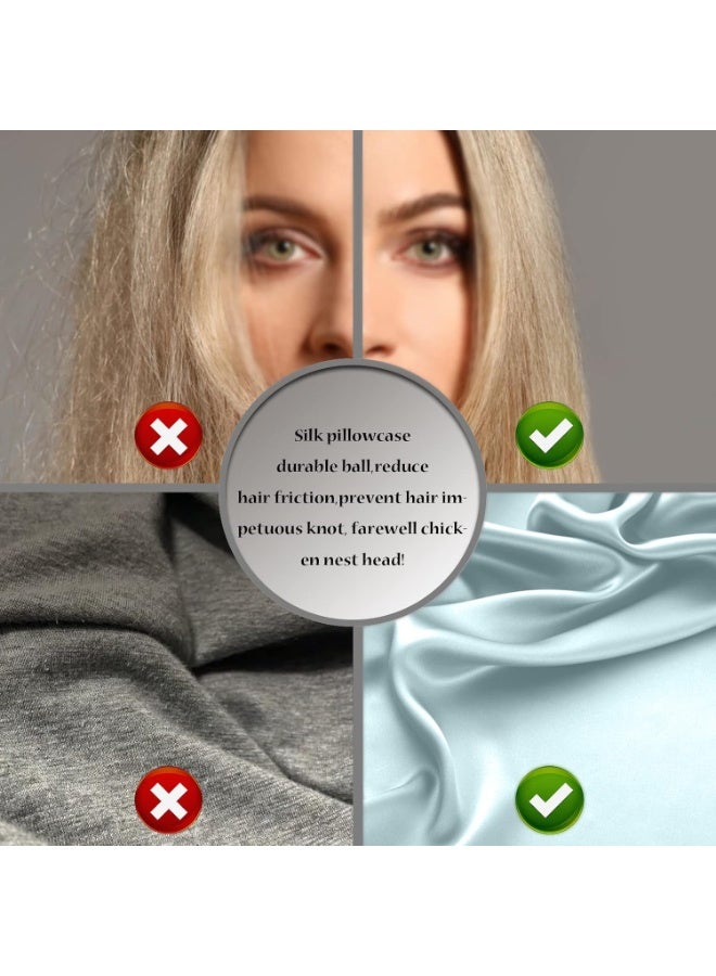 Mulberry Silk Pillowcase for Hair and Skin Standard Size 20"X 26" with Hidden Zipper Soft Breathable Smooth Cooling Pillow Covers for Sleeping(Haze Blue,1Pcs) - Image 5